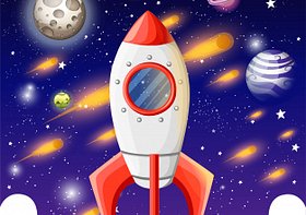 rocket-space-space-ship-higher-than-clouds-meteor-shower-stars-moon-planets-background-illustration-cartoon-style-website-page-mobile-app_257455-599